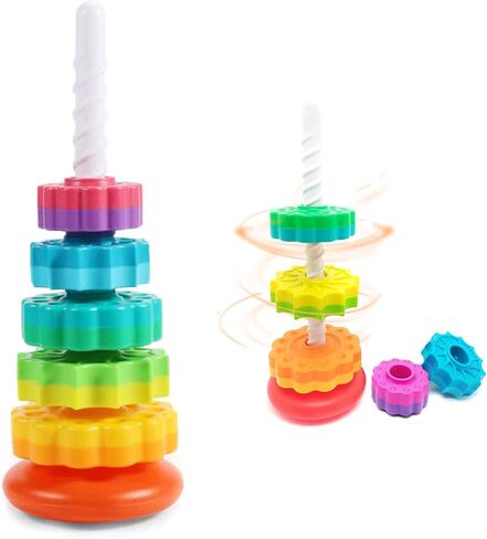 BYFWH Baby Spin Stack Toy,Premium Stacking Toy for Kids, Spinning Stacking Toy for Babies and Toddlers,Educational Toddler Learning Toy,Baby 1 2 3 Birthday Gifts,Autism Sensory Spinning Toy in Saudi Arabia