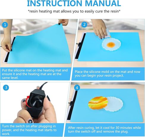 Resin Mold Heating Mat, Resin Curing Machine with 2 pcs Silicone Mats for Fast Curing Epoxy Resin, Resin Dryer for Silicone Molds, Resin Molds, Resin Supplies in Kuwait