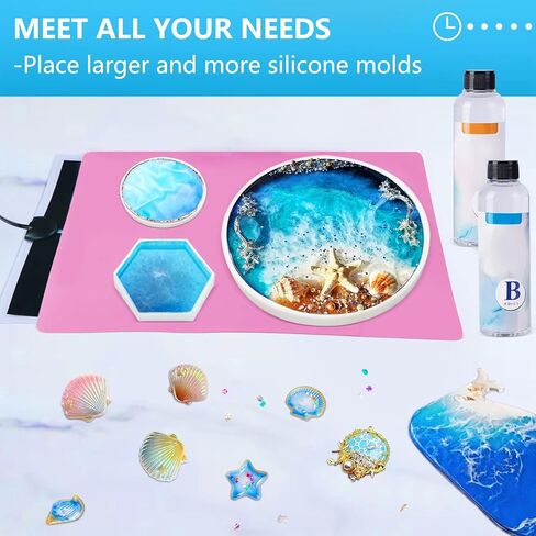Resin Mold Heating Mat, Resin Curing Machine with 2 pcs Silicone Mats for Fast Curing Epoxy Resin, Resin Dryer for Silicone Molds, Resin Molds, Resin Supplies in Kuwait