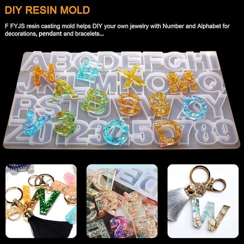 اف اف اف جيه اس قوالب راتنج على شكل حروف للخلف، قوالب سيليكون على شكل ارقام ابجدية للراتنج، قوالب ايبوكسي لصنع سلسلة المفاتيح والمجوهرات، مجموعة قوالب صب كيك السكر بنفسك in Kuwait