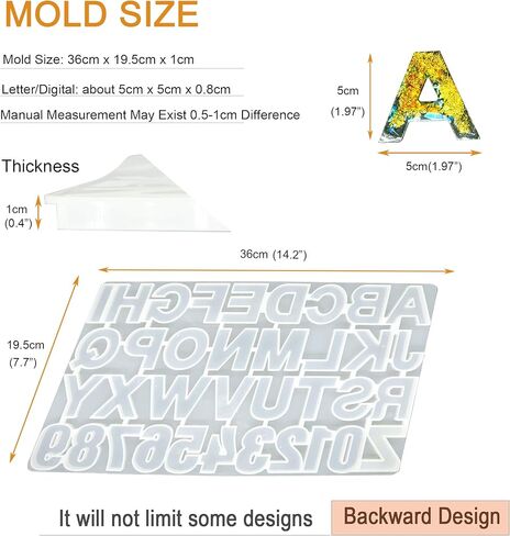 اف اف اف جيه اس قوالب راتنج على شكل حروف للخلف، قوالب سيليكون على شكل ارقام ابجدية للراتنج، قوالب ايبوكسي لصنع سلسلة المفاتيح والمجوهرات، مجموعة قوالب صب كيك السكر بنفسك in Kuwait