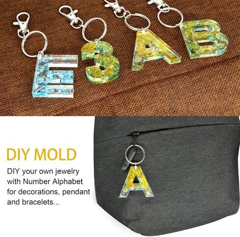 اف اف اف جيه اس قوالب راتنج على شكل حروف للخلف، قوالب سيليكون على شكل ارقام ابجدية للراتنج، قوالب ايبوكسي لصنع سلسلة المفاتيح والمجوهرات، مجموعة قوالب صب كيك السكر بنفسك in Kuwait