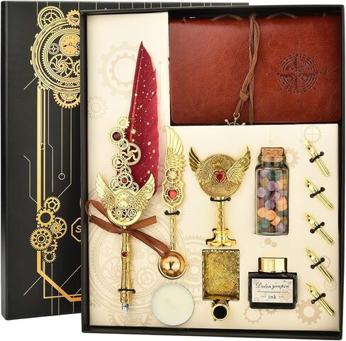 مجموعة خط هيثرون من أقلام خشبية وجذع زجاجية مع 6 سنون و5 زجاجات الحبر in Kuwait