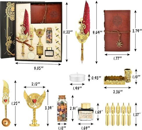 مجموعة خط هيثرون من أقلام خشبية وجذع زجاجية مع 6 سنون و5 زجاجات الحبر in Kuwait