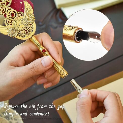 مجموعة خط هيثرون من أقلام خشبية وجذع زجاجية مع 6 سنون و5 زجاجات الحبر in Kuwait