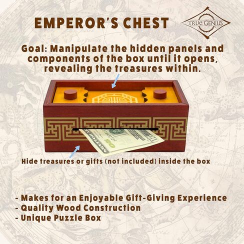 Project Genius: Emperor's Chest Gift Box Puzzle Brain Teaser Box That Holds Gift Cards, Money, Great Stocking Stuffer, Artfully Crafted Wooden Puzzle in Kuwait