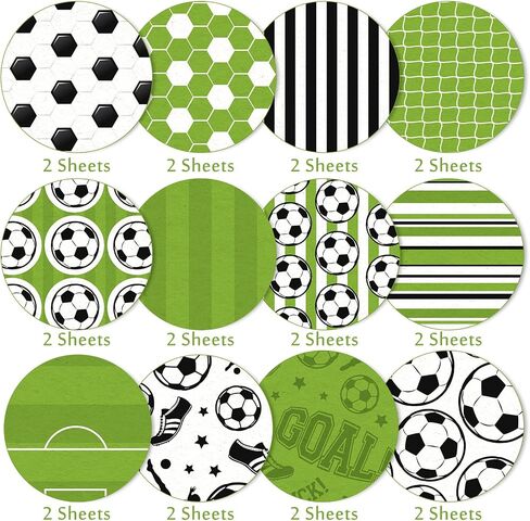 Whaline 24 Sheet Soccer Pattern Paper 30 x 30cm Soccer Ball Field Scrapbook Paper Double-Sided Sport Decorative Craft Paper Folded Flat for DIY Background Card Making Junk Journal Supplies, 12 Design in Saudi Arabia