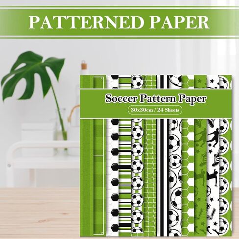 Whaline 24 Sheet Soccer Pattern Paper 30 x 30cm Soccer Ball Field Scrapbook Paper Double-Sided Sport Decorative Craft Paper Folded Flat for DIY Background Card Making Junk Journal Supplies, 12 Design in Saudi Arabia