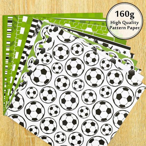 Whaline 24 Sheet Soccer Pattern Paper 30 x 30cm Soccer Ball Field Scrapbook Paper Double-Sided Sport Decorative Craft Paper Folded Flat for DIY Background Card Making Junk Journal Supplies, 12 Design in Saudi Arabia