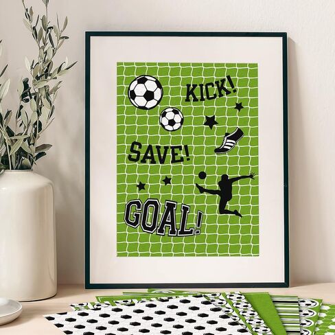 Whaline 24 Sheet Soccer Pattern Paper 30 x 30cm Soccer Ball Field Scrapbook Paper Double-Sided Sport Decorative Craft Paper Folded Flat for DIY Background Card Making Junk Journal Supplies, 12 Design in Saudi Arabia