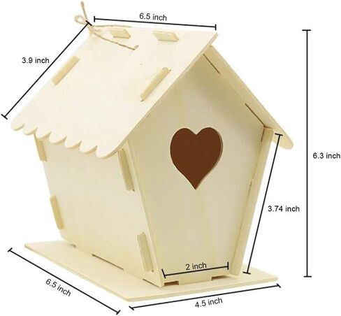يتوكمس مجموعة بيوت طيور خشبية غير مكتملة للاطفال لبناء وتلوين بيت الطيور والحرف اليدوية والفنون والحرف اليدوية، مجموعة تغذية الطيور للبنات والاولاد الصغار من قطعتين in Kuwait