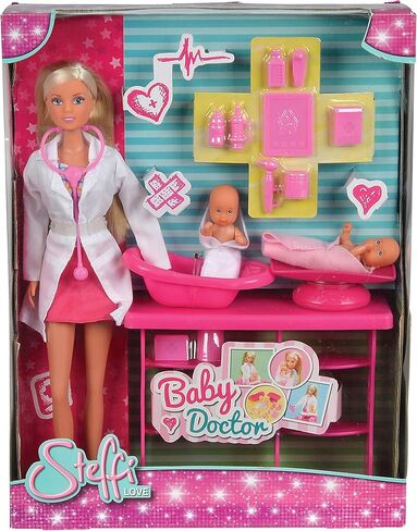 Simba Toys: Steffi Love Baby Doctor Playset, Includes a Baby Scale, Baby Bath and Observation Table, Promotes Pretend Play, For Ages 3 and up,Pink in Saudi Arabia