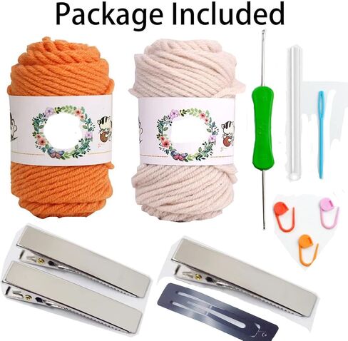 أحدث مجموعة كروشيه للمبتدئين لعام 2023 من هوريور - 4 قطع مشابك شعر مصنوعة يدويًا مع دروس فيديو خطوة بخطوة لمشابك الشعر للحياكة والحياكة (بيج/برتقالي) in Kuwait