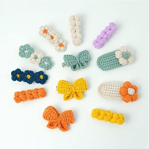 أحدث مجموعة كروشيه للمبتدئين لعام 2023 من هوريور - 4 قطع مشابك شعر مصنوعة يدويًا مع دروس فيديو خطوة بخطوة لمشابك الشعر للحياكة والحياكة (بيج/برتقالي) in Kuwait