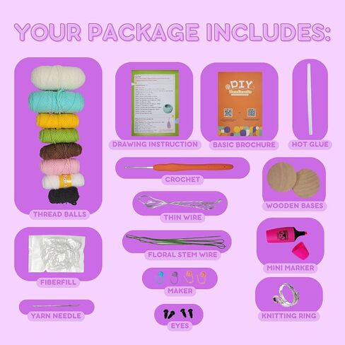 طقم كروشيه للمبتدئين، طقم كروشيه للكبار. مجموعات زهرة الكروشيه، نمطين من النباتات. أوعية حيوانات لطيفة. مع دليل التعليمات خطوة بخطوة والفيديو التعليمي. in Kuwait