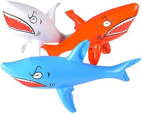 3 حيوانات قرش قابلة للنفخ بطول 24 - لمستلزمات حمام السباحة وهدايا عيد الميلاد للأطفال والكبار 3 عبوات in Kuwait
