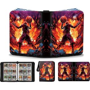 Basketball Card Binder 400 Pockets - Basketball Card Binder with Sleeves, Sports Cards Storage Organizer for Football Basketball Baseball Soccer Trading Cards Fits 400 Cards with 50 Removable Sleeves