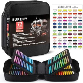 Hureny Colored Pencils for Adult Coloring, 72 Colors Drawing Pencils with Soft Oil-Based Cores, Professional Art Supplies for Artists, Vibrant Color Pencil Set In Zipper Case for Teens.