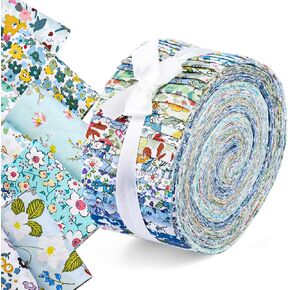 45 Pcs Blue Series Fabric Jelly Rolls - Plain Weave Cotton Strips for Quilting and Patchwork Craft
