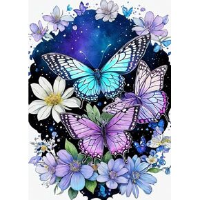 FOXKISS Butterfly Diamond Art Painting Kits for Adults, Full Drill Diamond Dots Paintings for Beginners, Round 5D Paint with Diamonds Pictures Gem Art Painting Kits DIY Crafts Kits 12x16inch