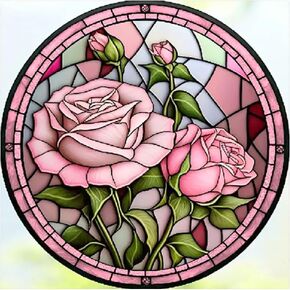 BOHADIY Diamond Painting Kits for Adults, Glass Stain Rose DIY Paint by Numbers for Adults Beginner, DIY Full Drill Diamond Dots Paintings Picture Arts Craft for Home Wall Art Decor 12x12 inch in Kuwait