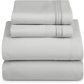 هيرث اند هاربور ملاءات سرير مقاس XL - طقم ملاءات سرير مكون من 4 قطع، ملاءات سرير فاخرة مزدوجة مصقولة للفنادق - ملاءات سرير واغطية وسائد فائقة النعومة، مقاس كامل XL، برتقالي مشمشي