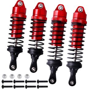 RC Big Bore Shocks All Metal Shock Absorber Front Rear Damper Upgrade Parts for Traxxas 1/10 Slash 4x4 Rustler 4X4 Stampede 4X4 Hoss 4X4 Replace 5862 (Red)