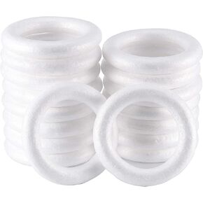 ZOENHOU 30 Pack 5.7 x 1 Inch Craft Foam Wreath, Durable White Polystyrene Foam Ring, Round Foam Wreath for DIY Arts Crafts Floral Projects Decorations
