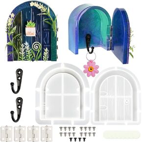 قالب صندوق مفاتيح من الراتنج مع خطاف، مجموعة قوالب سيليكون لصندوق تخزين المفاتيح من 36 قطعة، تصميم ابواب خشبية، صندوق مفاتيح معلق على الحائط، قوالب ايبوكسي لصب الراتنج، منظم للمدخل وديكور المنزل in Kuwait