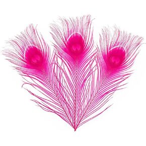 LONDGEN 10pcs Coloured Peacock Feathers for Craft Feather Mask Making Decoration Pack (Lime Green)