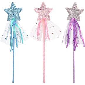 Prasacco 3 PCS Fairy Wands for Kids Glitter Princess Wands Star Wand Toy Wands for Girls Fairy Stick for Christmas Costume Prop Birthday Party Supply Cosplay Accessories in Saudi Arabia