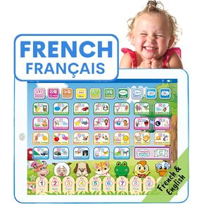ZeenKind French English Bilingual Learning Tablet Toy to Learn Alphabet ABC, Numbers, Words, and Spelling| Interactive Educational Toys Gift with Songs and Music for Baby, Kids, Toddlers, & Childrens in Kuwait
