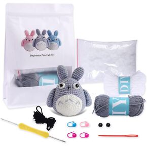 JoobJn Crochet kit for Beginners， Crochet Kit and Easy Yarn，The Hamster Crochet Animal kit with Picture and Text Instructions and Step by Step Video tutorials(Blue)