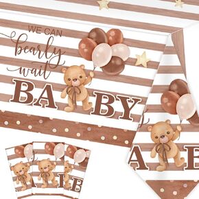 مفرش طاولة بعبارة We Can Bearly Wait، عبوة من 3 قطع لحفلات استقبال المولود الجديد in Kuwait