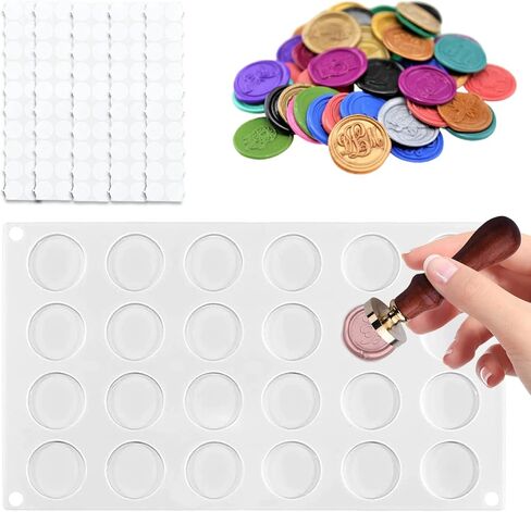 Wax Seal Mat, BetterJonny Silicone Mat for Wax Seal Stamp, 24-Cavity Wax Seal Mold with 300 Double Sided Adhesive Dots Removable Sticky Dots for DIY Craft Adhesive Wax Seal Stickers in Saudi Arabia