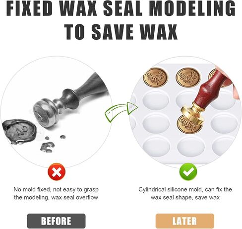 Wax Seal Mat, BetterJonny Silicone Mat for Wax Seal Stamp, 24-Cavity Wax Seal Mold with 300 Double Sided Adhesive Dots Removable Sticky Dots for DIY Craft Adhesive Wax Seal Stickers in Saudi Arabia