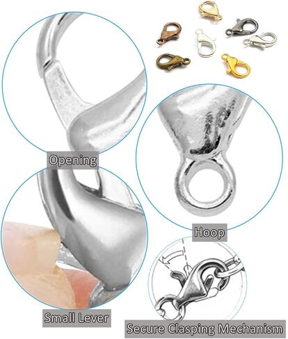 MSCFTFB 300 قطعة مشابك جراد البحر الصغيرة مشابك معدنية لمخلب جراد البحر وخطافات تثبيت لسوار وقلادة وقلادة وصنع المجوهرات وحقيبة سلسلة مفاتيح DIY سحر متدلي للهاتف (6 × 12 مم، ذهبي) in Kuwait