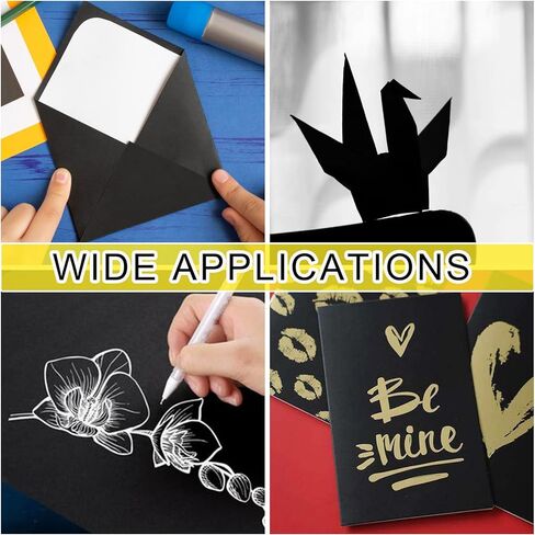 20 ورقة سوداء سميكة من الورق الفارغ مقاس 8.5 × 11 بوصة بسمك 250 جرامًا للمتر المربع من ورق الحرف الأسود السميك لصنع البطاقات بنفسك، والدعوات، واللوازم المدرسية لسجل القصاصات in Kuwait