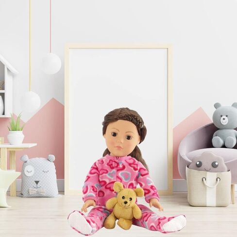 Emily Rose 18 Inch Doll Clothes Soft Footed Heart PJs Pajamas Toy Clothing Gift Set - Includes 18" Doll Sized Teddy Bear Accessory! | Gift Boxed! | Compatible with American Girl Dolls in Saudi Arabia