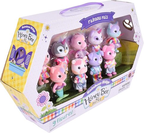 Sunny Days Entertainment Honey Bee Acres Rainbow Ridge Pals – 9 Miniature Flocked Dolls | Small Fantasy Collectible Figures | Pretend Play Toys for Kids in Saudi Arabia