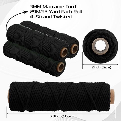 Timgle 15 Rolls Macrame Cord 3 mm x 480 Yards Natural Cotton Twine Colored Macrame String Twisted Macrame Yarn Knitting for DIY Crafts Plant Hangers Wall Hanging Wedding Christmas(Beige) in Saudi Arabia