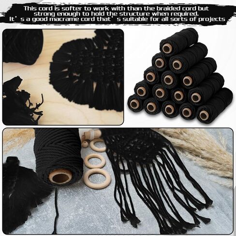 Timgle 15 Rolls Macrame Cord 3 mm x 480 Yards Natural Cotton Twine Colored Macrame String Twisted Macrame Yarn Knitting for DIY Crafts Plant Hangers Wall Hanging Wedding Christmas(Beige) in Saudi Arabia