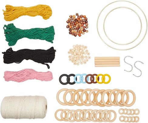 Dreamcatcher DIY Macrame Kit with 3mm Cord 229 Yards, Beads, Hooks, Wooden Rings (153 Pieces) in Saudi Arabia