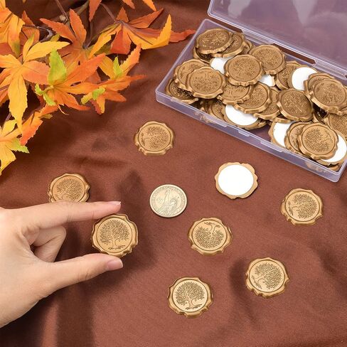 CRASPIRE 60pcs Adhesive Wax Seal Stickers Mountain Wax Seal Stamp Stickers Self Adhesive Gold Vintage Wax Seal Envelope Stickers for Wedding Invitation Cards Party Favors Craft Gift in Saudi Arabia