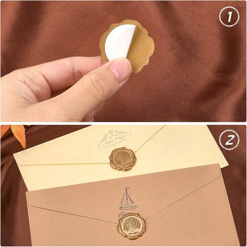 CRASPIRE 60pcs Adhesive Wax Seal Stickers Mountain Wax Seal Stamp Stickers Self Adhesive Gold Vintage Wax Seal Envelope Stickers for Wedding Invitation Cards Party Favors Craft Gift in Saudi Arabia