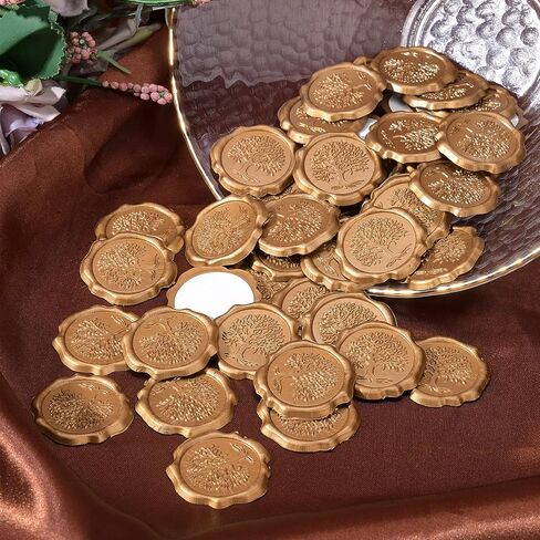 CRASPIRE 60pcs Adhesive Wax Seal Stickers Mountain Wax Seal Stamp Stickers Self Adhesive Gold Vintage Wax Seal Envelope Stickers for Wedding Invitation Cards Party Favors Craft Gift in Saudi Arabia