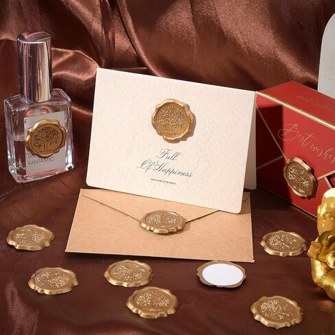CRASPIRE 60pcs Adhesive Wax Seal Stickers Mountain Wax Seal Stamp Stickers Self Adhesive Gold Vintage Wax Seal Envelope Stickers for Wedding Invitation Cards Party Favors Craft Gift in Saudi Arabia
