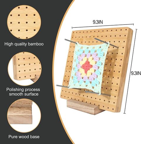 Crochet Blocking Board, Crochet Accessories for Knitting Crochet and Granny Squares, Crochet Square Blocking Board Baffles with 20 Stainless Steel Needles, Gifts for Mother, Grandmother, 9.3 X 9.3IN in Saudi Arabia