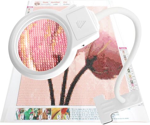 5D Diamond Painting Tools, LED Light with Magnifiers for Diamond Painting, 4X & 6X Magnifier LED Light with Clip and Flexible Neck, 5D Diamond Painting and Cross Stitch Tool Accessory Magnifier Lamp in Saudi Arabia