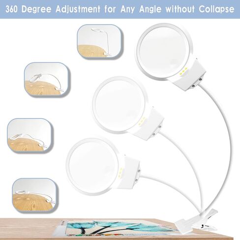 5D Diamond Painting Tools, LED Light with Magnifiers for Diamond Painting, 4X & 6X Magnifier LED Light with Clip and Flexible Neck, 5D Diamond Painting and Cross Stitch Tool Accessory Magnifier Lamp in Saudi Arabia